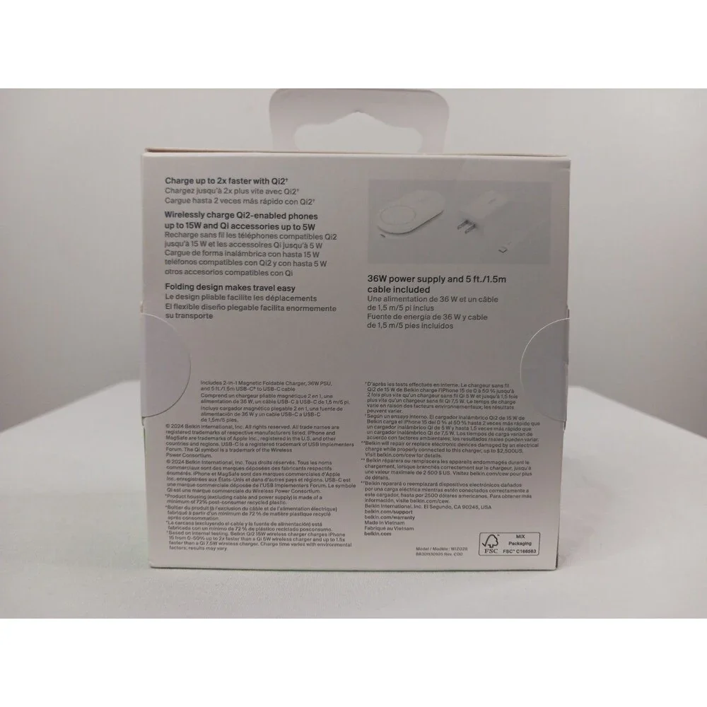 Belkin 2-in-1 MagSafe Compatible Magnetic Foldable Charger 15W Fast Charging NEW